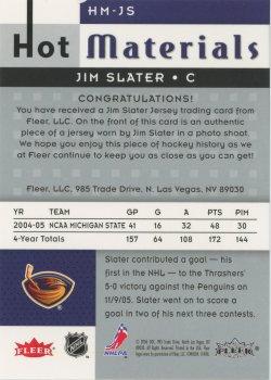 2005-06 Fleer Hot Prospects - Hot Materials #HM-JS Jim Slater Back