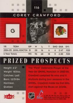 2005-06 Fleer Hot Prospects - Red Hot #116 Corey Crawford Back