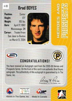 2005-06 In The Game Heroes and Prospects - Autographs #A-BB Brad Boyes Back