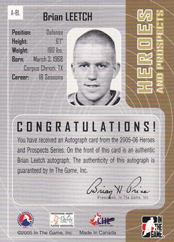 2005-06 In The Game Heroes and Prospects - Autographs #A-BL Brian Leetch Back