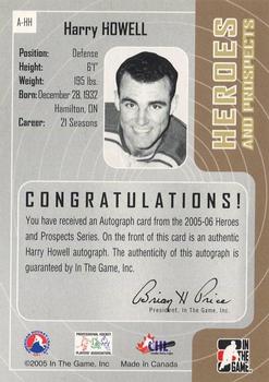2005-06 In The Game Heroes and Prospects - Autographs #A-HH Harry Howell Back