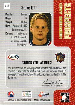 2005-06 In The Game Heroes and Prospects - Autographs #A-SO Steve Ott Back