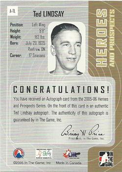 2005-06 In The Game Heroes and Prospects - Autographs #A-TL Ted Lindsay Back
