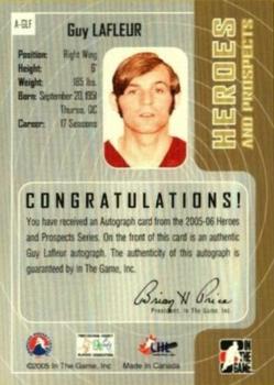 2005-06 In The Game Heroes and Prospects - Autographs #A-GLF Guy Lafleur Back