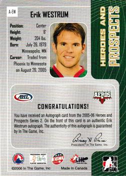 2005-06 In The Game Heroes and Prospects #A-EW Erik Westrum Back