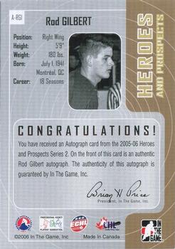 2005-06 In The Game Heroes and Prospects - Autographs Series II #A-RGI Rod Gilbert Back