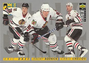 1996-97 Collector's Choice #313 Eric Daze / Jeremy Roenick / Chris Chelios Front