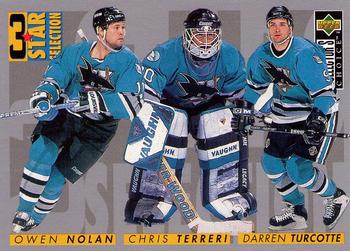 1996-97 Collector's Choice #330 Owen Nolan / Chris Terreri / Darren Turcotte Front