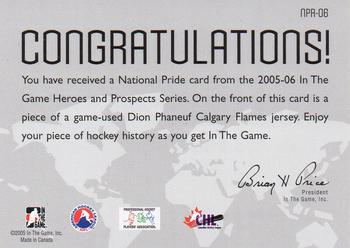 2005-06 In The Game Heroes and Prospects - National Pride #NPR-06 Dion Phaneuf Back