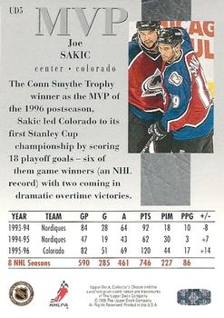1996-97 Collector's Choice - Upper Deck MVP #UD5 Joe Sakic Back