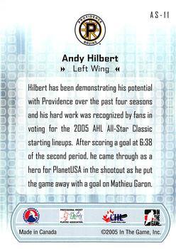 2005-06 In The Game Heroes and Prospects - Shooting Stars #AS-11 Andy Hilbert Back