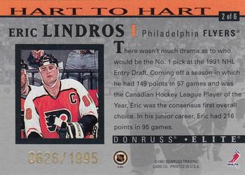 1996-97 Donruss Elite - Hart to Hart Eric Lindros #2 Eric Lindros Back