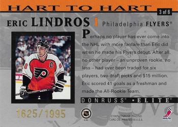 1996-97 Donruss Elite - Hart to Hart Eric Lindros #3 Eric Lindros Back