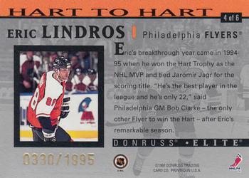 1996-97 Donruss Elite - Hart to Hart Eric Lindros #4 Eric Lindros Back