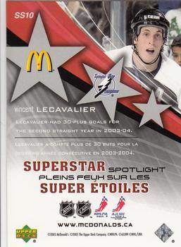 2005-06 Upper Deck McDonald's - Superstar Spotlight #SS10 Vincent Lecavalier Back