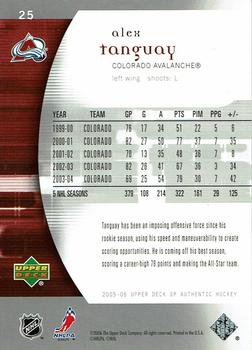 2005-06 SP Authentic - Limited #25 Alex Tanguay Back
