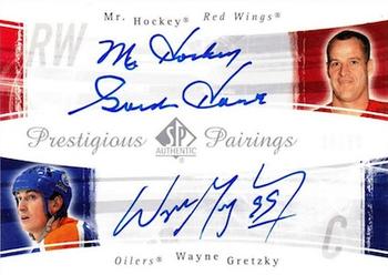 2005-06 SP Authentic - Prestigious Pairings #PP-HG Gordie Howe / Wayne Gretzky Front