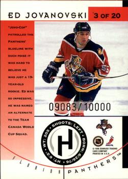 1996-97 Donruss - Hit List #3 Ed Jovanovski Back