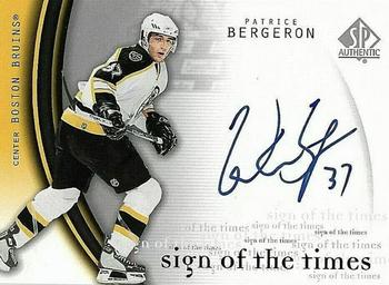 2005-06 SP Authentic - Sign of the Times #PB Patrice Bergeron Front