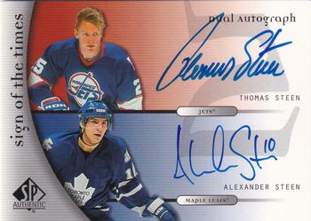 2005-06 SP Authentic - Sign of the Times Duals #D-SS Thomas Steen / Alexander Steen Front