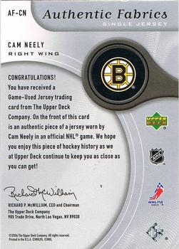 2005-06 SP Game Used - Authentic Fabrics #AF-CN Cam Neely Back