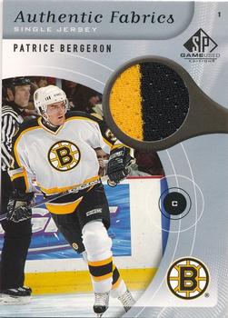 2005-06 SP Game Used - Authentic Fabrics #AF-PB Patrice Bergeron Front