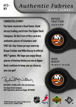 2005-06 SP Game Used - Authentic Fabrics Dual #AF2-NY Bryan Trottier / Mike Bossy Back