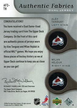 2005-06 SP Game Used - Authentic Fabrics Dual #AF2-TH Alex Tanguay / Milan Hejduk Back