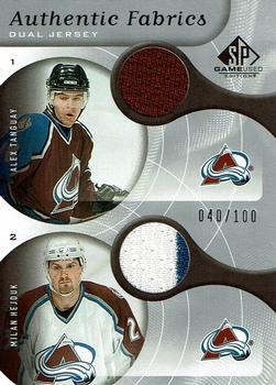 2005-06 SP Game Used - Authentic Fabrics Dual #AF2-TH Alex Tanguay / Milan Hejduk Front