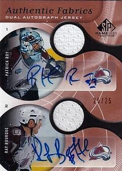2005-06 SP Game Used - Authentic Fabrics Dual Autographs #AAF2-CO Patrick Roy / Ray Bourque Front