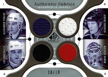 2005-06 SP Game Used - Authentic Fabrics Quad #AF4-FRRG Alexander Frolov / Jeremy Roenick / Luc Robitaille / Matheiu Garon Front