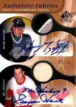 2005-06 SP Game Used - Authentic Patches Dual Autographs #AAP2-GH Wayne Gretzky / Gordie Howe Front