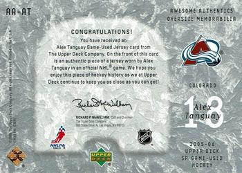 2005-06 SP Game Used - Awesome Authentics #AA-AT Alex Tanguay Back