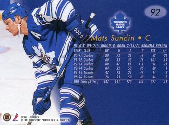 1996-97 Flair #92 Mats Sundin Back