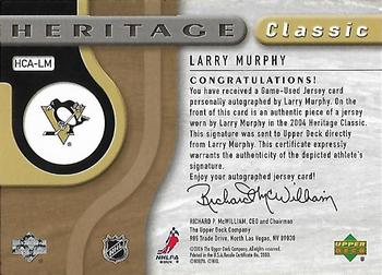 2005-06 SP Game Used - Heritage Classic Autographed Jersey #HCA-LM Larry Murphy Back