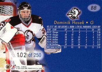 1996-97 Flair - Blue Ice Collection #B8 Dominik Hasek Back