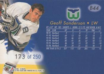 1996-97 Flair - Blue Ice Collection #B44 Geoff Sanderson Back