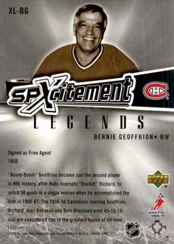 2005-06 SPx - Xcitement Legends #XL-BG Bernie Geoffrion Back