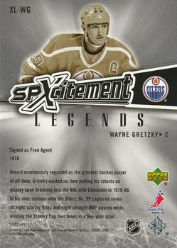 2005-06 SPx - Xcitement Legends #XL-WG Wayne Gretzky Back