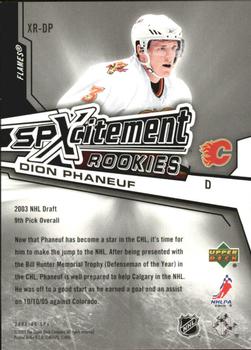2005-06 SPx - Xcitement Rookies #XR-DP Dion Phaneuf Back