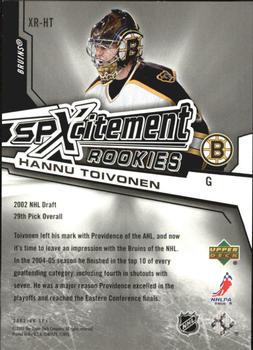 2005-06 SPx - Xcitement Rookies #XR-HT Hannu Toivonen Back