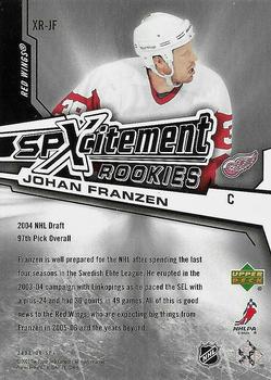 2005-06 SPx - Xcitement Rookies #XR-JF Johan Franzen Back