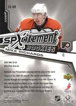 2005-06 SPx - Xcitement Rookies #XR-MR Mike Richards Back