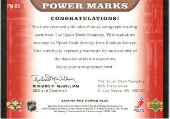 2005-06 Upper Deck Power Play - Power Marks #PM-SS Sheldon Souray Back