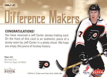 2005-06 Ultra - Difference Makers Jerseys #DMJ-JC Jeff Carter Back