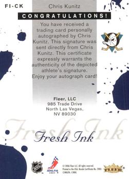 2005-06 Ultra - Fresh Ink #FI-CK Chris Kunitz Back