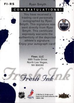2005-06 Ultra - Fresh Ink #FI-RS Ryan Smyth Back