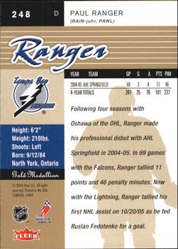 2005-06 Ultra - Gold Medallion #248 Paul Ranger Back