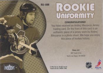 2005-06 Ultra - Rookie Uniformity Jerseys #RU-AM Andrej Meszaros Back