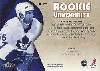 2005-06 Ultra - Rookie Uniformity Jerseys #RU-AW Andy Wozniewski Back